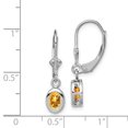 thumbnail image 2 of 925 Sterling Silver Oval Citrine Leverback Earrings Drop Dangle, 2 of 6