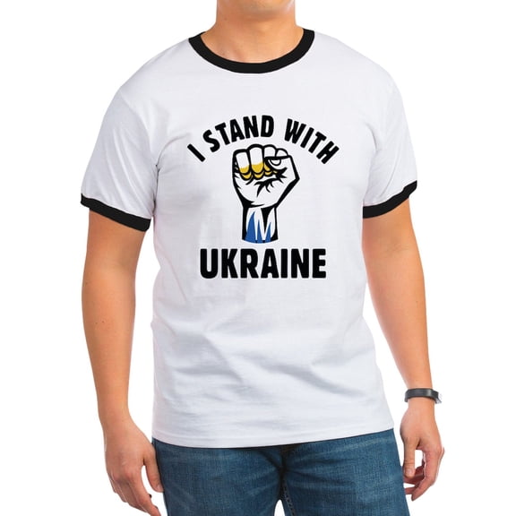 CafePress - I Stand With Ukraine Ringer T - 100% Cotton Ringed T-Shirt