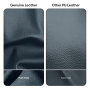 Cottinch Ribbed Genuine Leather Office Chair, High Back Executive Conference Chair Adjustable Ergonomic Computer Chair Blue 1PC