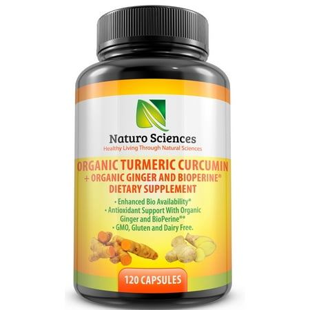 Naturo Sciences Organic Turmeric Extract Curcumin with BioPerine and Ginger Powder Capsules, 120 (Best Organic Turmeric Supplement)