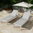 thumbnail image 2 of Outdoor Chaise Lounge Set of 2 with 5 Adjustable Position & Mesh Seat, Aluminum Patio Lounge Chair with Wheels for Outdoor Backyard Poolside, Gray+White, 2 of 9