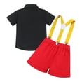 thumbnail image 2 of IBTOM CASTLE Toddler Baby Boys Gentleman Birthday Outfits Necktie Shirt + Suspender + Short Pants Clothes Set for Cake Smash 9-12 Months Black + Yellow, 2 of 6