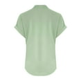 thumbnail image 5 of MIUOWANP Summer Tops for Women Lightweight Comfy Cotton Linen Short Sleeve Shirt Fashion Simple Solid Color Blouses Green M, 5 of 5