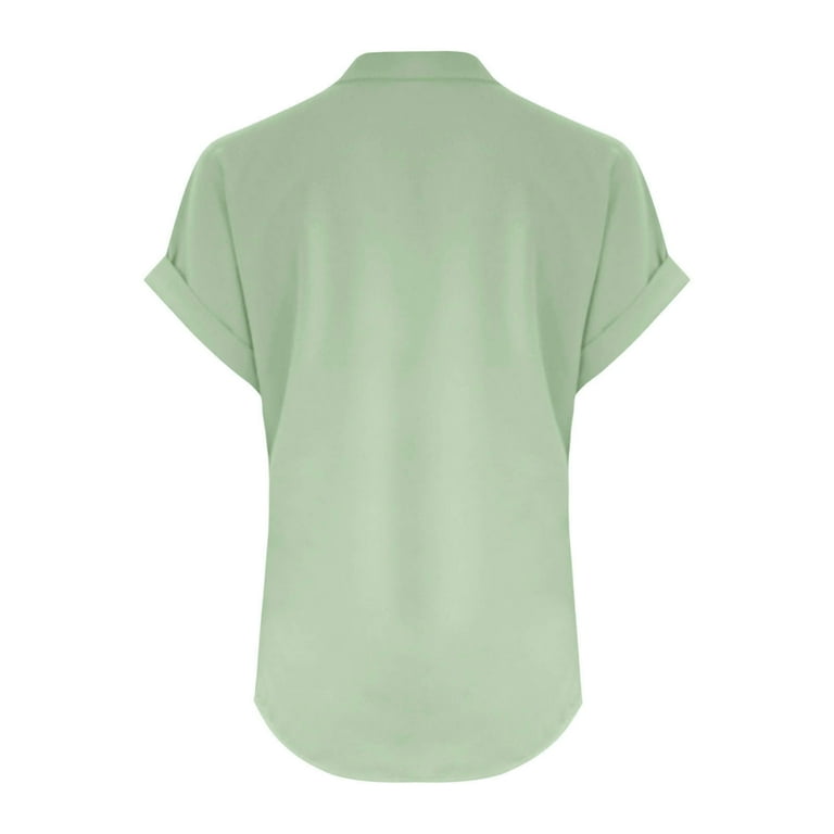 DPTALR Women's Fashion Solid Color V-Neck Button Loose Blouse T