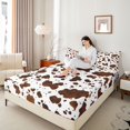 thumbnail image 3 of Manfei Rustic Cow Print Bed Sheets 4-Piece,Rustic Farm Animal Full Size Sheets,Chocolate Brown,1 Flat Sheet,1 Fitted Sheet and 2 Pillowcases, 3 of 6
