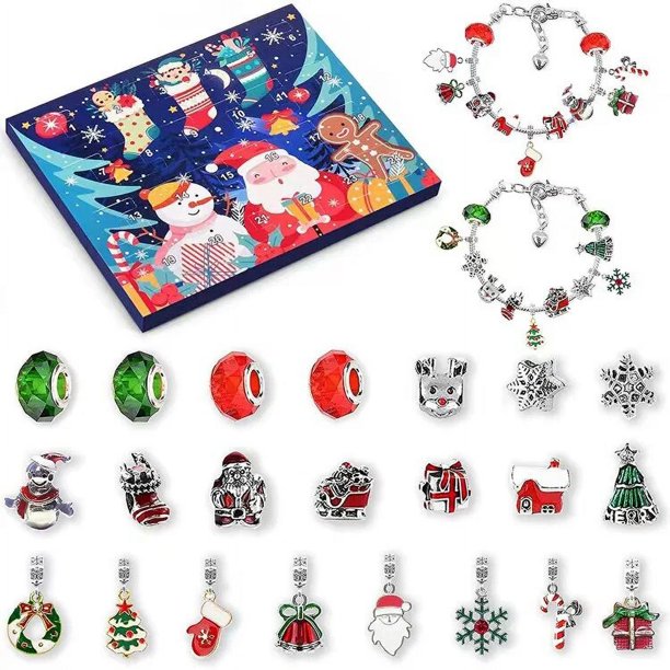 Calendario de Adviento de Navidad para niñas y niños, anillo, collar, pendientes, Cuenta atrás de Año Nuevo, regalo de Navidad, 24 días, 2023
