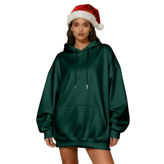 Satin Oversized Sweatshirts Womens Christmas Holiday Tops Dropped Long Sleeve Comfy Sikly Hoodie Casual Fashion (XL, Army Green|Hoodie)
