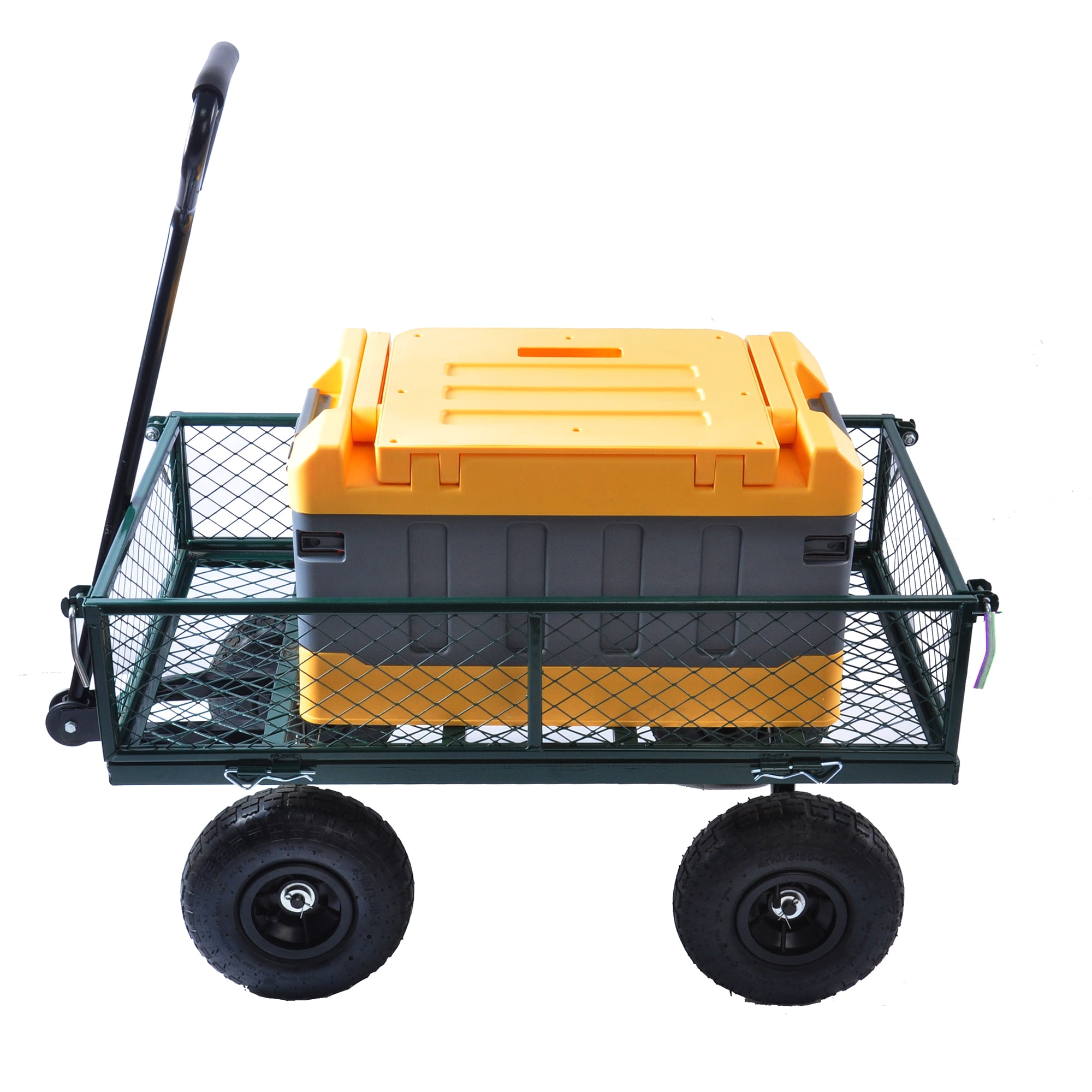 Aimee Lii Green Mesh Steel Garden Cart, Folding Utility Wagon with Removable Sides and Tires, Foldable Wagon Cart with Wheels Aimee Lii Green Mesh Steel Garden Cart, Folding Utility Wagon with Removable Sides and Tires, Foldable Wagon Cart with Wheels