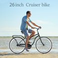 thumbnail image 2 of 26 inch Bike for Adults, Beach Cruiser Bike for Women Men, Single Speed Cruiser Bicycle with Dual Brakes, City Bike, Commuter Bike, 85% Assembled, Black, 2 of 6