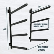 Kayak Wall Mount, 4 Level Garage Hanger, Black Steel