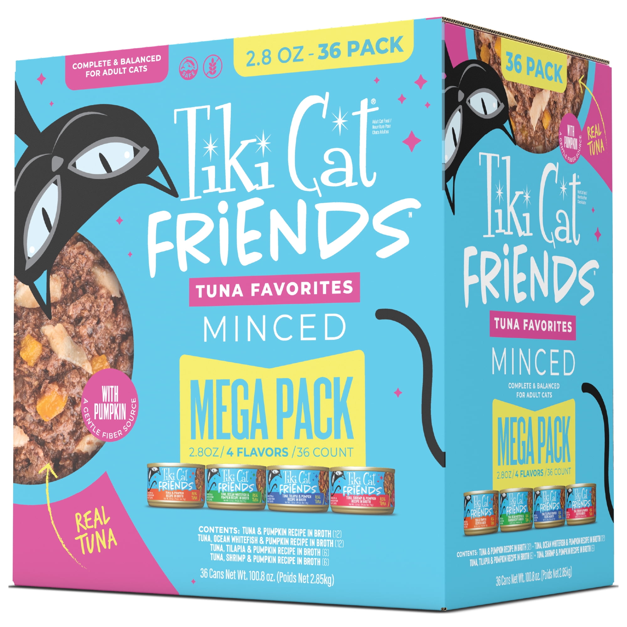(2 pack) Tiki Cat Friends Wet Cat Food Mega Pack, Tuna Favorites, 2.8 oz. cans (36 Count)