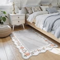 thumbnail image 3 of Lahome 2'x3' Grey Boho Floral Washable Small Rug,Ultra-Thin Scalloped Rug, Non-Slip & Stain Resistant,Soft Low-Pile Mat for Kitchen, Bathroom, Bedroom Front Door Indoor Entrance (2x3ft,Grey), 3 of 11