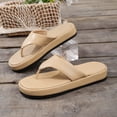 thumbnail image 5 of HNMKIU Fashion Platform Slide Sandals Summer Casual Comfort Toe Post Beach Slippers Women Soft Sole Outdoor Indoor Shoes Womens Flip Flops Beige,8.5, 5 of 8