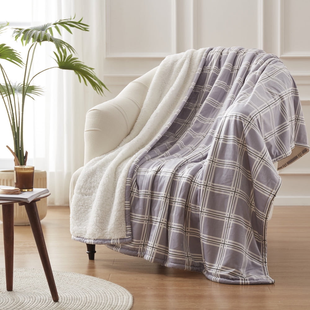 Westinghouse Electric Blanket Heated Throw Blanket, Plaid Sherpa