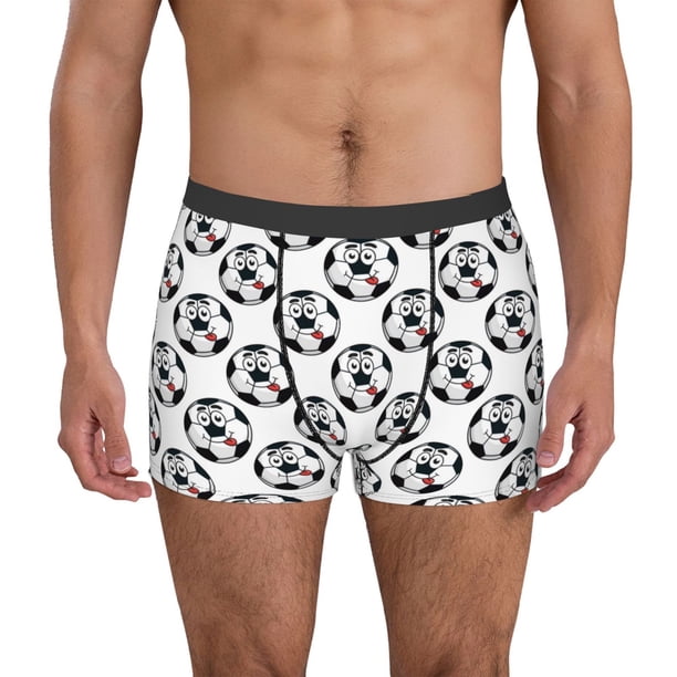 Balery Happy Football Calzoncillos bóxer para hombre, ropa interior de algodón suave y transpirable con cinturilla de nailon-Small