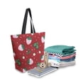thumbnail image 2 of Open Top Canvas Tote Bag with Zipper Reusable Shopping Bag 13.5x15" Roomy Carryall Cute Pink Strawberry Pattern, 2 of 9