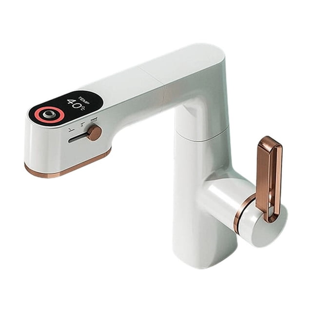 Multifunctional Bathroom Faucets, Pull Out Basin Mixer Sink Faucet, Gourmet LED Temperature Tap 360° Tapware Crane Brass ,Versatile Features