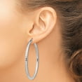 thumbnail image 3 of 925 Sterling Silver Rhodium Plated Diamond Cut Women's 3mm Tube Hoop Earrings | 55mm, 3 of 4