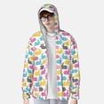 thumbnail image 4 of Daiia Colorful Rabbit UPF 50+ Sun Protection Hoodie Jacket Lightweight Long Sleeve Sun Shirt for Women Men with Pocket Hiking Outdoor-Large, 4 of 9