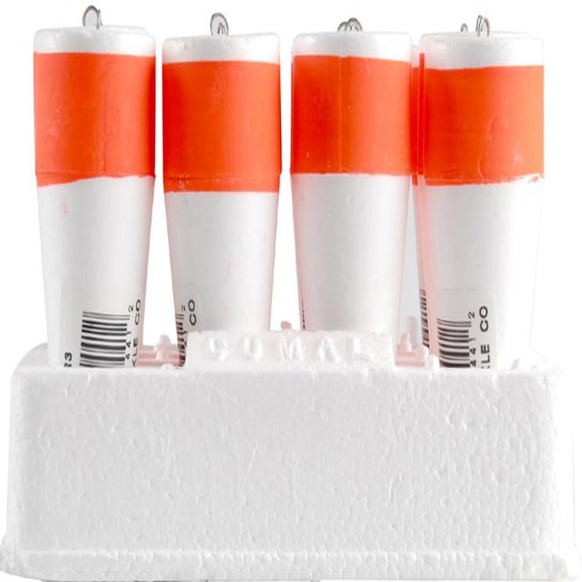 (4 pack) Comal Reddi Popping Weighted Fishing Float, Red & White, 3-Inch