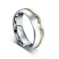 thumbnail image 4 of Men Women Titanium Steel CZ Couple Rings Gold Plated Silver Wedding Band Sz 5-12, 4 of 7
