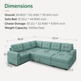 thumbnail image 4 of HONBAY 111.4” Modular Sectional Pull-Out Sofa Bed Oversized U-Shaped Convertible Sleeper Couch for Living Room, Aqua blue, 4 of 9