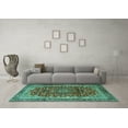 thumbnail image 3 of Ahgly Company Indoor Square Medallion Turquoise Blue Traditional Area Rugs, 3' Square, 3 of 4