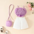 thumbnail image 2 of MEZZALL Baby Girls Mesh Floral Sleeveless Tops + Split Shorts & Mini Purse Set 3Pcs Summer Beach Sunset Outfit Relaxed Fit Toddler Baby Wear 3-4Y, 2 of 8