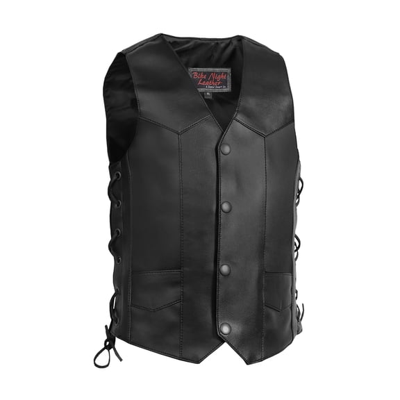 Renegade Classic's Leather Vests for Kids Premium Cowhide Black Leather Vest with Unique V-Neck Design & Multiple Pockets