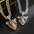 thumbnail image 2 of European and American style, hip-hop style, personality, versatile, men's and women's belts, luxury fashion brand animals, leopard head pendants, diamond-shaped Cuban necklaces, 2 of 6