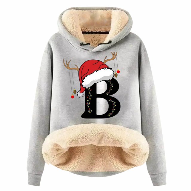 WILLBEST Sudadera con Capucha y Estampado Navideño para Mujer, de Lana, Cálida, de Invierno, Estilo Pullover, Modelo 966 XX-Grande
