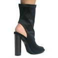thumbnail image 3 of Leatherette Peep Toe - Back Cut Out Mid Height Fashion Bootie - High Heel Scuba Sock Boot 5, 3 of 4