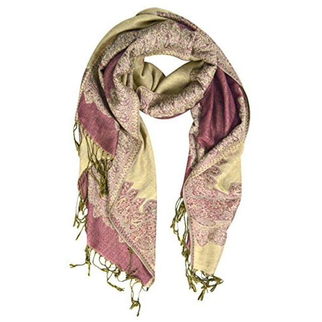 Peach Couture Pashmina Tressé Réversible à Franges, Superbe et Soyeux