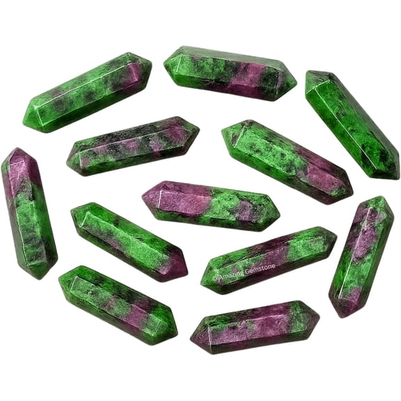 Ruby Zoisite Crystal Points Double Terminated, Healing Crystals for Crafts, Crystal Grid, DIY Work (Pack of 3)