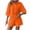 Orange, variant on PIWHJQK Women Summer Outfits Set Loose Collared Set Women Solid Color Shirt Set Loose Style Collared Sleeve With Pockets Casual Wear Outfits Set