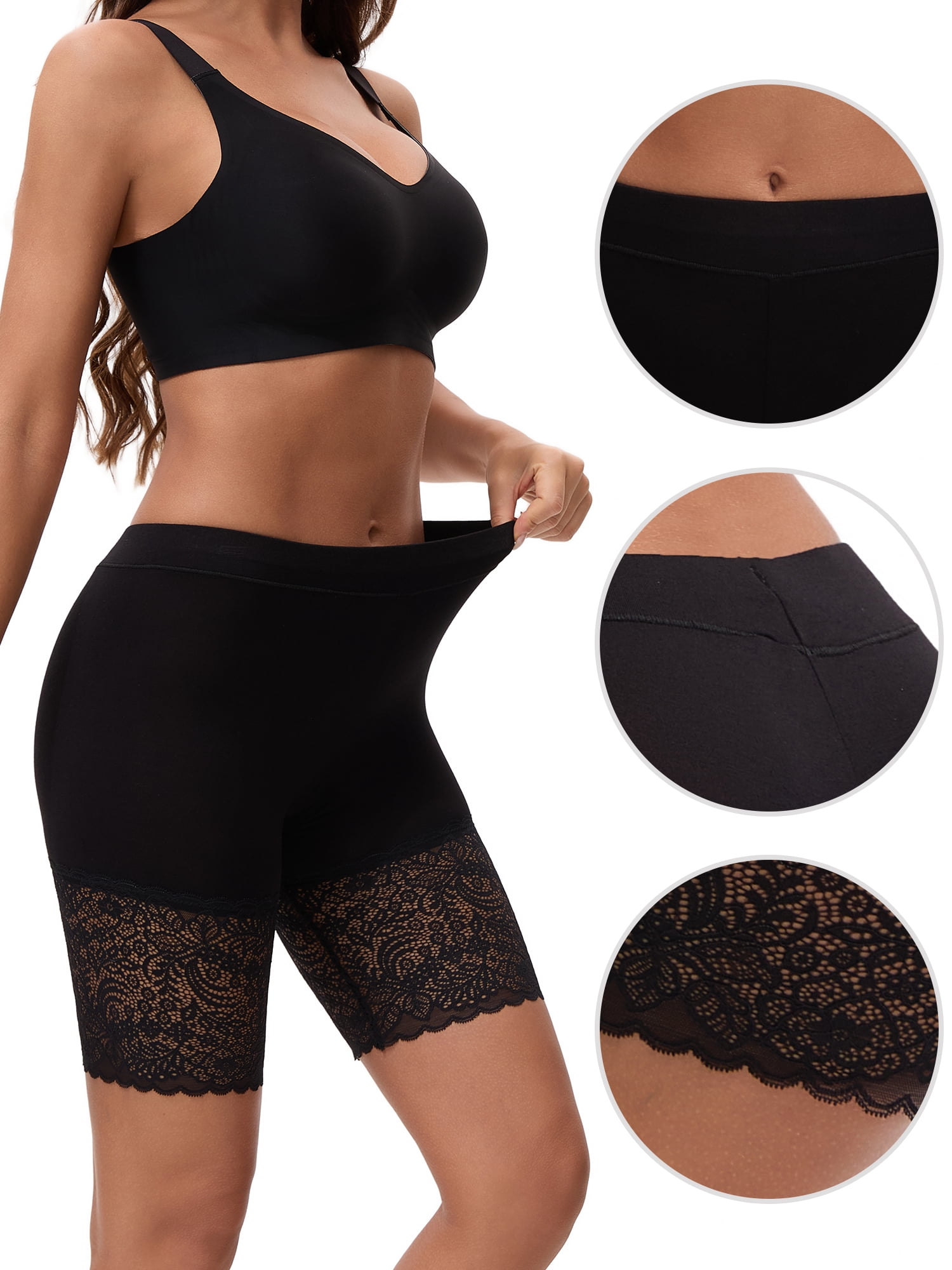 Unique Bargains Women's Slip Shorts Comfort Thigh Slimmers 2XL Black