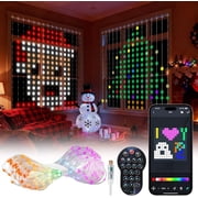 Smart Christmas Tree Lights, DIY LED Color Changing Light Show, 6FT 200+ Scene String Waterfall Xmas Tree Lights with Ring & Topper Star, App/Remote Control, Music Sync,Timer for Holiday Decor
