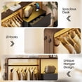 thumbnail image 6 of Laintene Dresser for Bedroom with Hanging Closet, 3 Drawers Dresser with LED Lights & Charging Station, 3-in-1 Wooden Storage Chest of Drawers for Bedroom, Black & Brown, 6 of 10