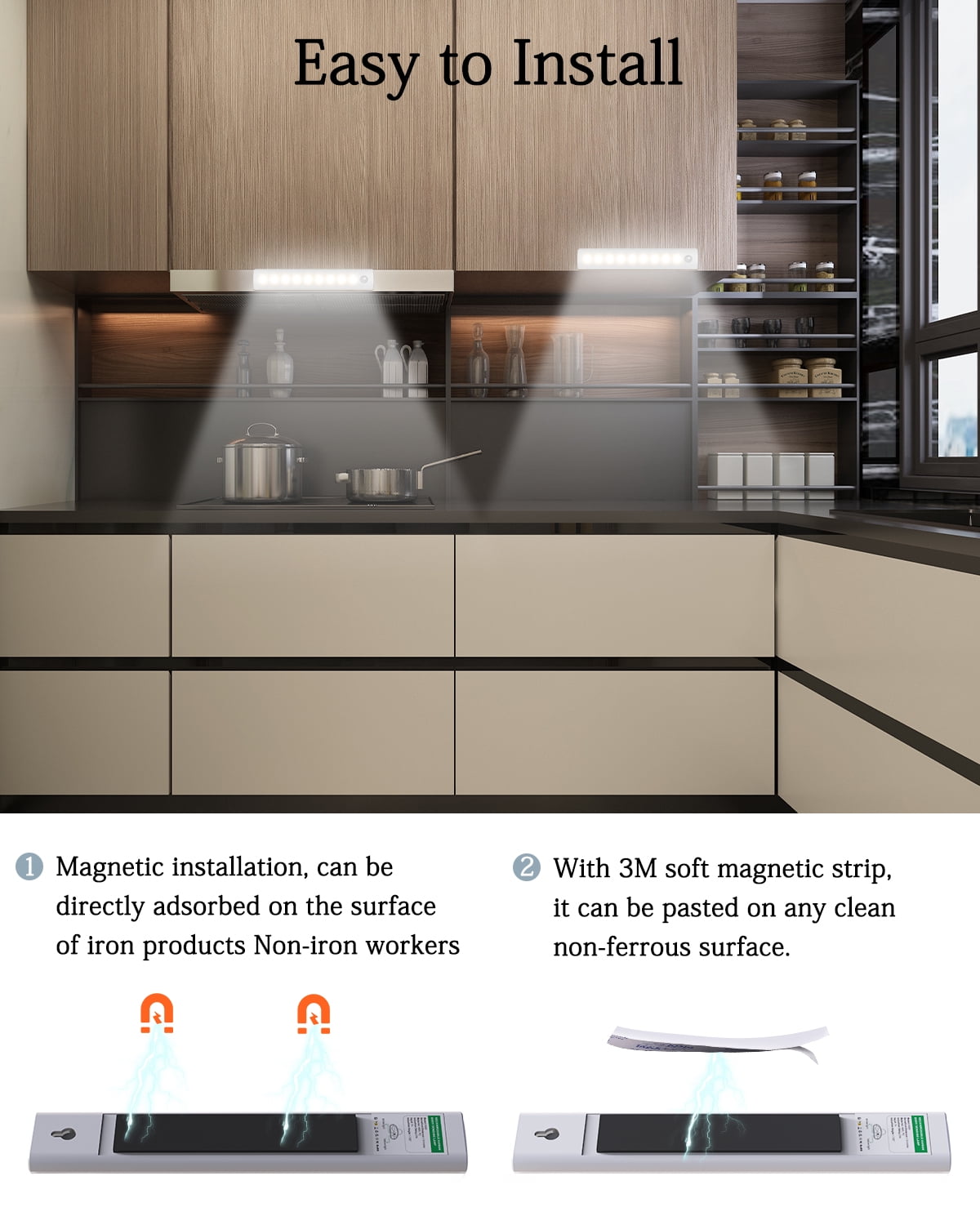 Under Cabinet Lighting with Charging Station,Rechargeable Battery Operated Motion Sensor Light Indoor,Under Cabinet Lights,Closet Lights for Kitchen (3pack)