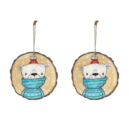 

VerPetridure Lovely Christmas Round Wooden Hanging Animal Print Pendant
