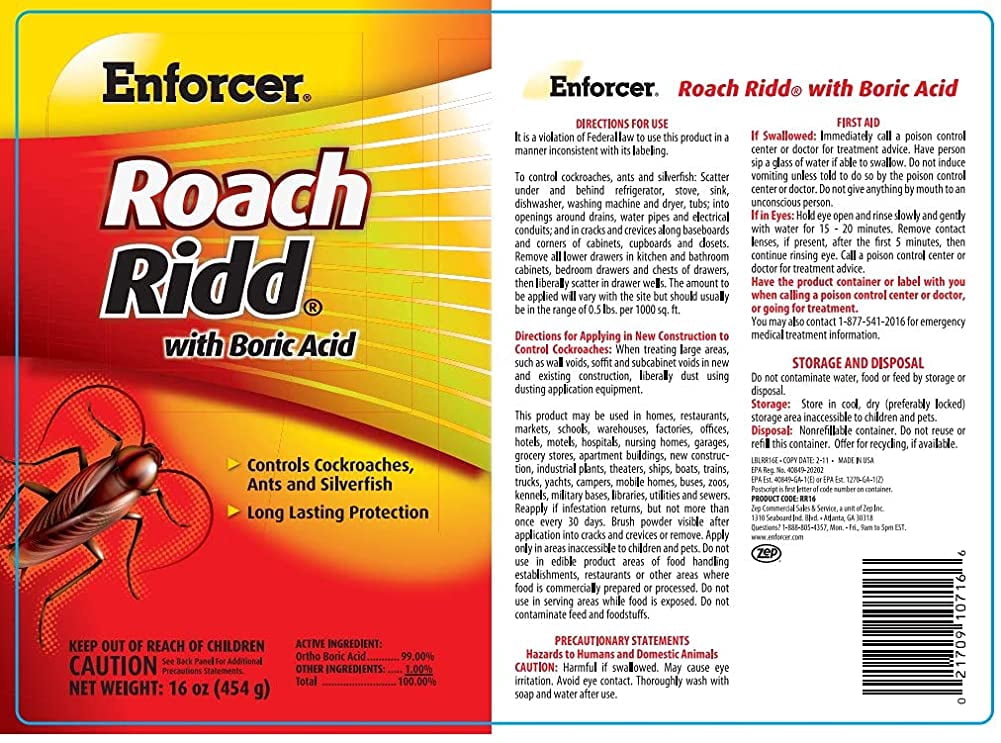 Enforcer Roach Ridd with Boric Acid - 16 oz (Case of 12) RR16 - Long Lasting Protection Against Cockroaches, Ants and Silverfish