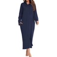 thumbnail image 3 of HLSOHJP Women's Long Robe Zip Up Hoodie House Coat Pocket Long Sleeve Full Length Housecoat, 3 of 6