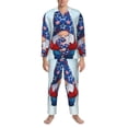 thumbnail image 3 of Salouo Cute Gnomes in USA1 Print Button-Front Long Sleeve Pajama Set for Men, Soft 2Pjs Men's Long Sleeve Sleepwear-Medium, 3 of 7