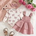 thumbnail image 4 of CAUYDY Newborn Gifts For Baby Girl Shower Outfit Ruffle Long Sleeve Romper Set 0 3 6 9 12 18 Months Preemie Clothing Fall Winter Pink Sizes 9-12 Months, 4 of 7