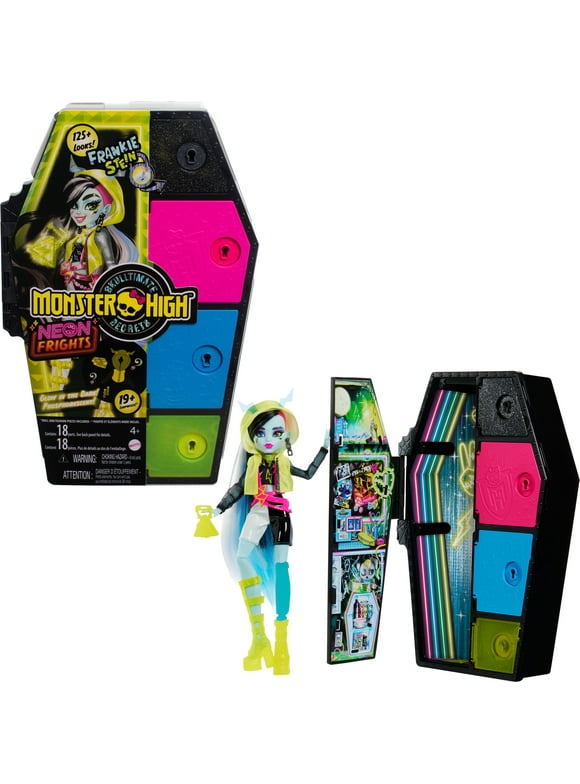 Monster High Doll Skulltimate Secrets: Neon Frights Frankie Stein with Vampire Dress-Up Locker