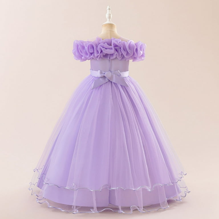 Kids Light Purple Dress for Girls Ruffle Formal Dresses for Girls Junior Bridesmaid  Dresses Kids Dress 7 Years - Walmart.com