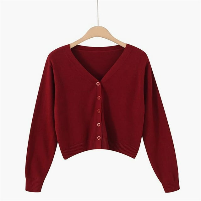 Cardigan à Col en V pour Femmes, Veste Grande Taille, Chandail Tricoté Uni