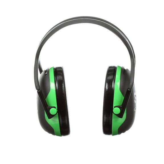 PELTOR X Series Earmuffs, Model X1A, 22 dB NRR, Black/Green