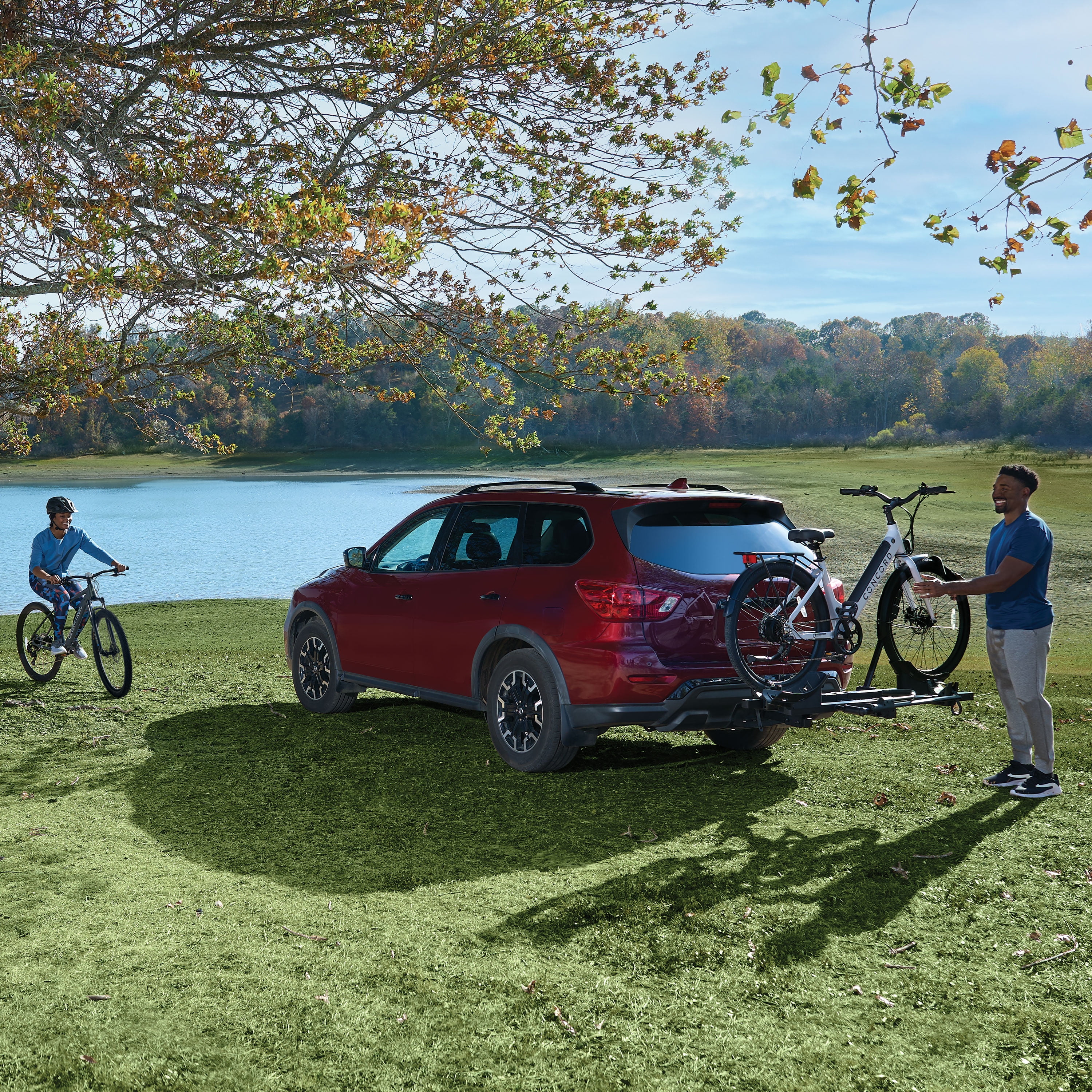 Ozark Trail Premium Platform Steel Bike Rack with 132lbs Load Capacity, 2'' Hitch Receiver E-Bike Compatible