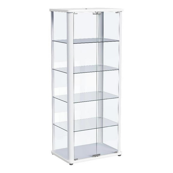 Pemberly Row 4-Shelf Wood Display Curio Cabinet with LED Lighting in White